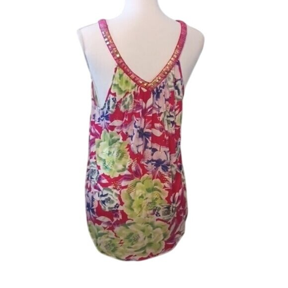 Free People Lighweight Pink Multi Floral Sequin Tank Top Y2K Size‎ S - Picture 6 of 13